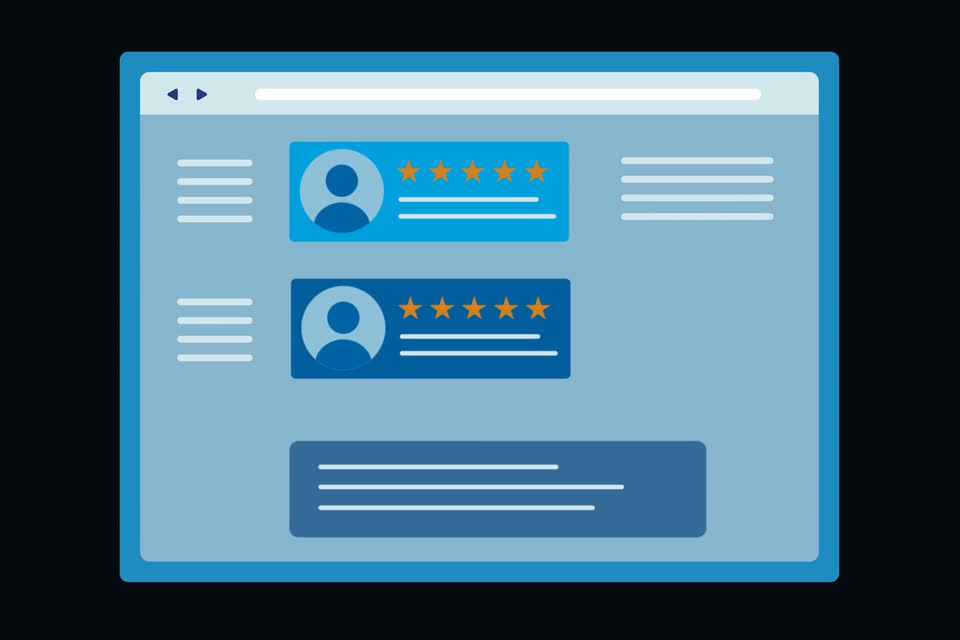 Browserfenster, in dem nacheinander Beitraege und Bewertungen erscheinen